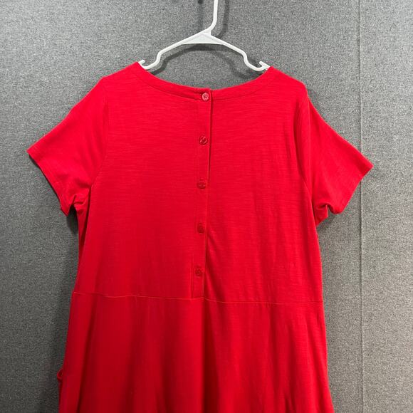 Joan Rivers Regular Cotton Blend Knit Midi Dress with Back Button Red Large - Picture 11 of 13